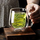 双层玻璃水杯带把手家用喝茶杯子耐热水防烫马克杯办公室用泡茶杯
