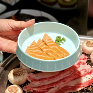 海鲜自助餐日式寿喜烧同款密胺三文鱼盘刺身盘牛肉盘火锅店涮肉盘