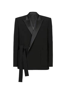 ROKKIHU 宴会聚会年会黑色西装领系带西服西装法式Bal肖战王一博