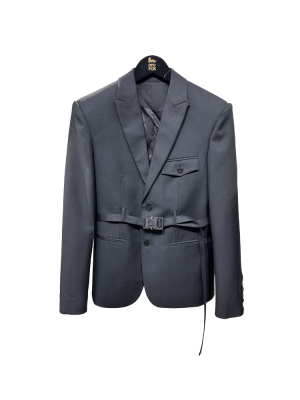 法式明星战术腰带毛料度假西服