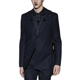 正装 男高定款 演出宴会走秀礼服 暗黑奢华星星重工钉珠西装 ROKKIHU