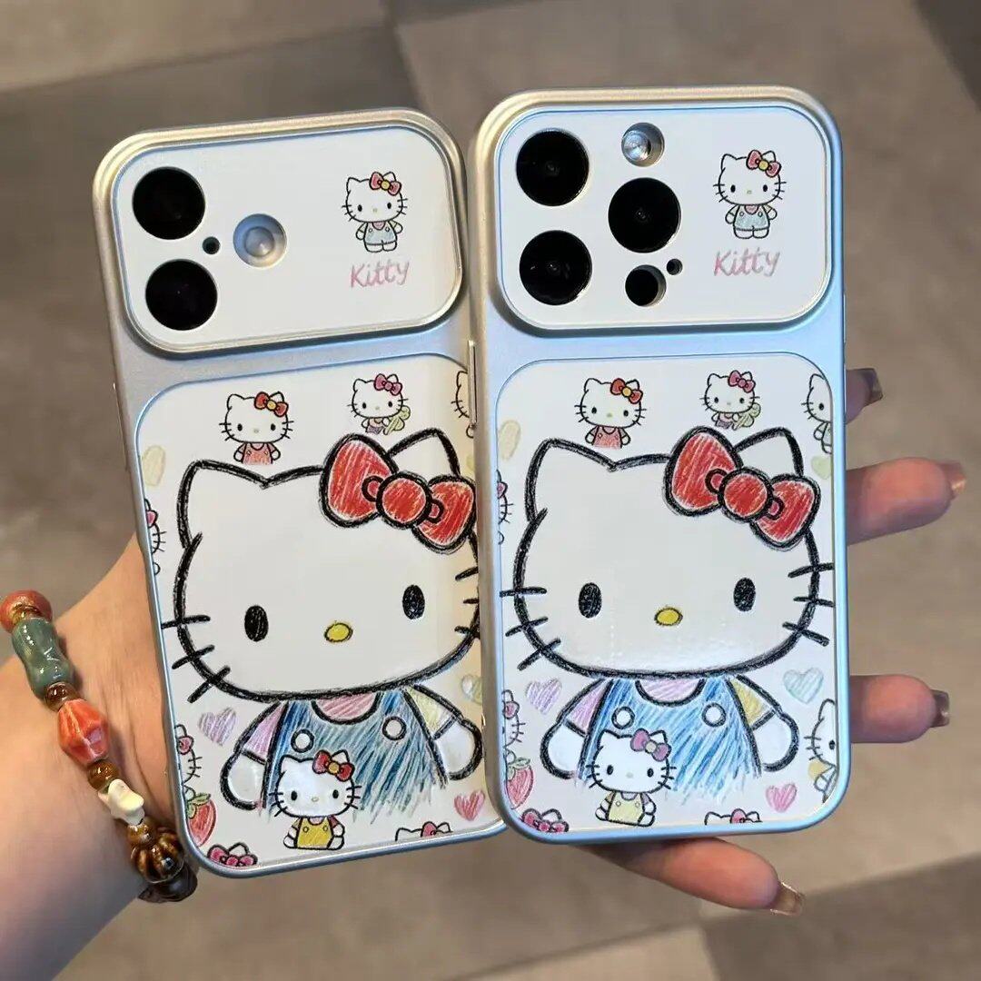 蜡笔画风猫咪全包防摔手机壳