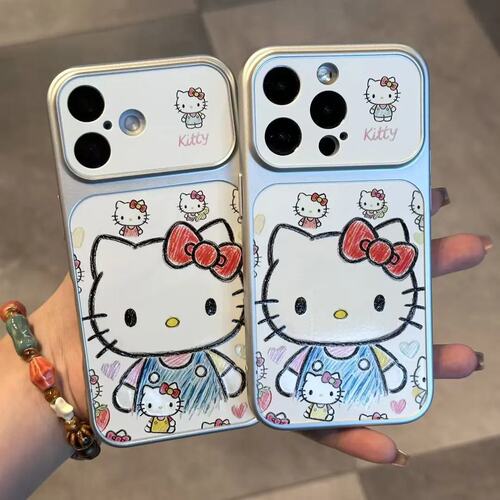 蜡笔画风猫咪全包防摔手机壳