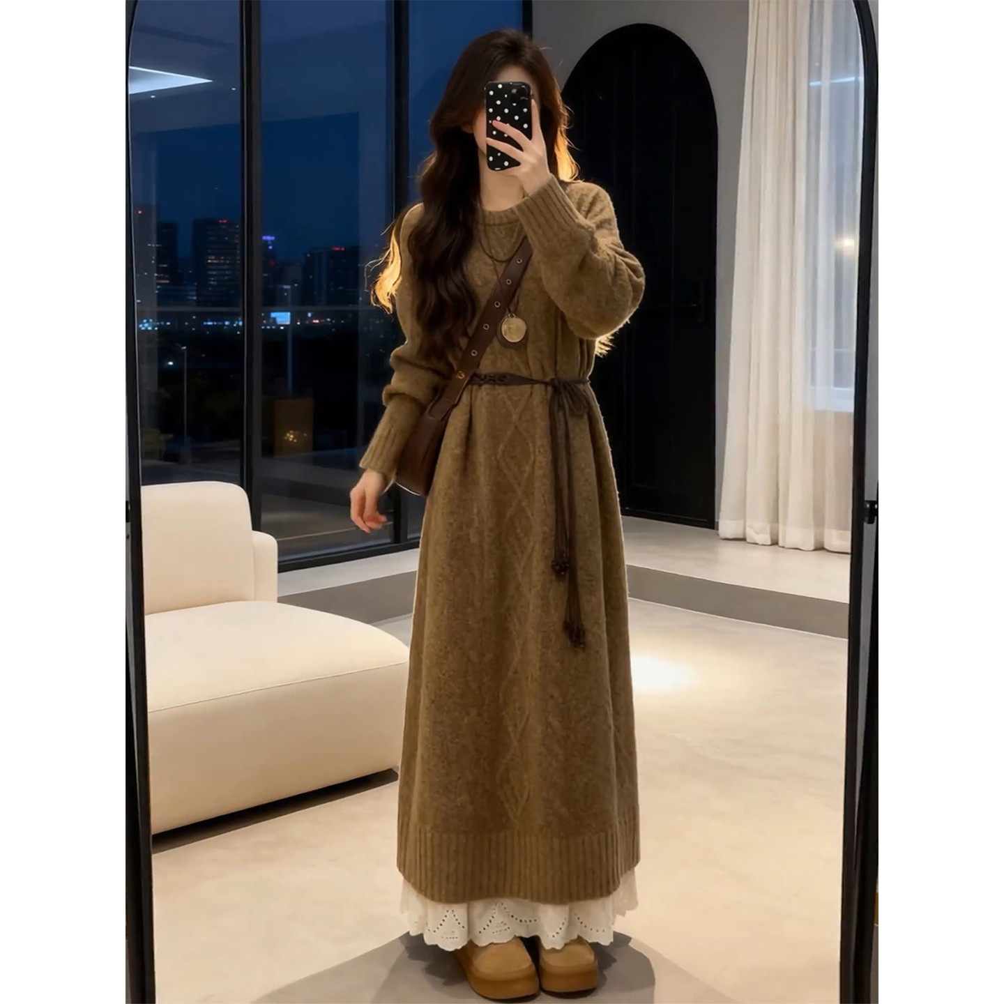 超好看的冬装针织毛衣连衣裙子女2026新款早秋季法式小资穿搭长裙