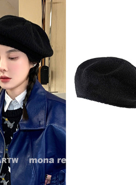 MONA张绮贤同款针织贝雷帽画家帽女韩版时尚秋冬百搭毛线包头帽子