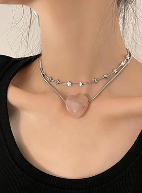 MONA满天星爱心五福潮流项链女夏