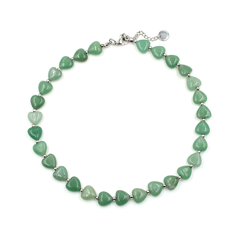 mona张绮贤同款绿色爱心玉石项链女小众设计感简约百搭锁骨链新款