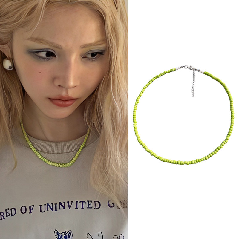 网红同款绿色串珠项链女夏图片
