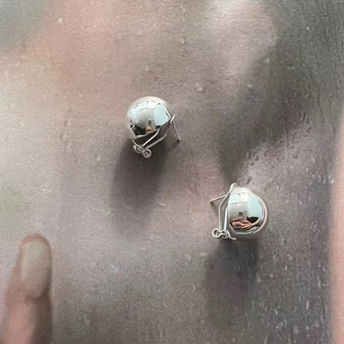 吾小历同款金属小圆球耳环高级感