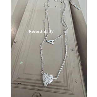 WXLSTUDIO吾小历同款爱心叠戴法则假两条设计简约字母心形项链女