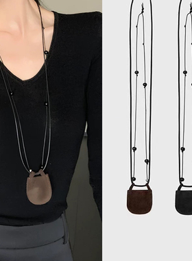 区区欧阳皮质mini月牙包长款项链