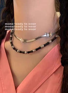 MONA张绮贤同款蝴蝶项链女锁骨链