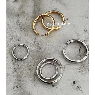 WXLSTUDIO吾小历同款时尚简约百搭素圈耳环养耳洞圆圈耳扣高级感