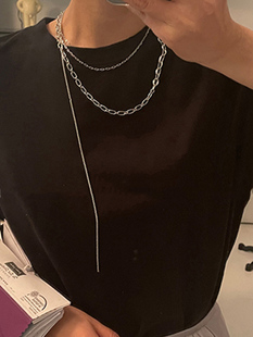 WXLSTUDIO吾小历同款钛钢项链女不掉色高级感双层叠戴毛衣链长款
