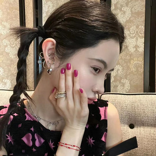 MONA张绮贤同款银色独特时尚花朵耳骨夹无耳洞女小众高级感耳饰潮