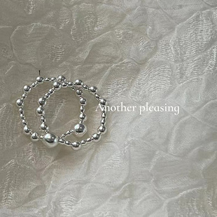 WXLSTUDIO吾小历同款共生相连百搭小银珠指环小众设计感铜戒指女