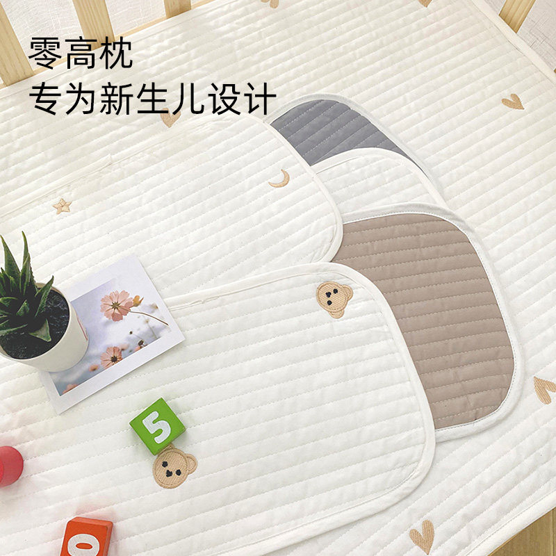 新生儿零高枕头纯棉吸汗云片枕巾柔软防吐奶平枕片婴儿枕垫0个月