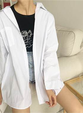 2026春秋新款薄纯白色防晒衣女网纱超仙开衫衬衫上衣长袖雪纺衫中