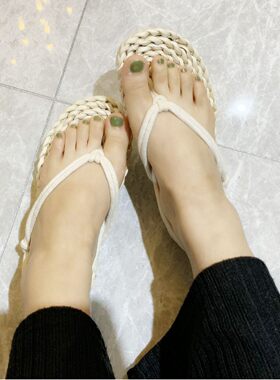 日系复古玉米皮草编鞋草鞋凉鞋外贸沙滩鞋情侣男女厂家按摩透气