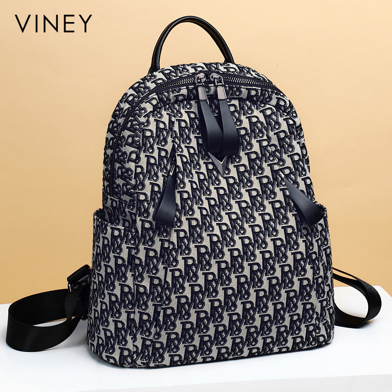 viney官方正品Viney双肩包包女2026新款潮时尚书包潮流印花帆布包