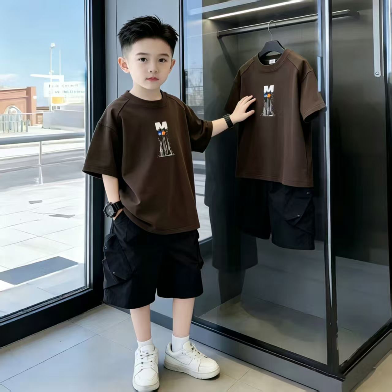 男童夏季套装2026新款儿童短裤短袖体恤二件套男孩夏天运动服装