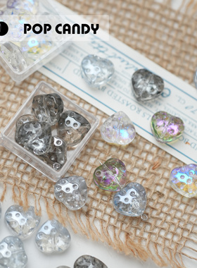 复古琉璃14mm爱心点点玻璃diy古风发簪汉服项链头饰材料挂饰串珠