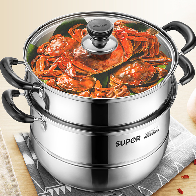苏泊尔304不锈钢双层蒸锅SZ30B5复底蒸笼汤锅明火电磁通用煮炖焖