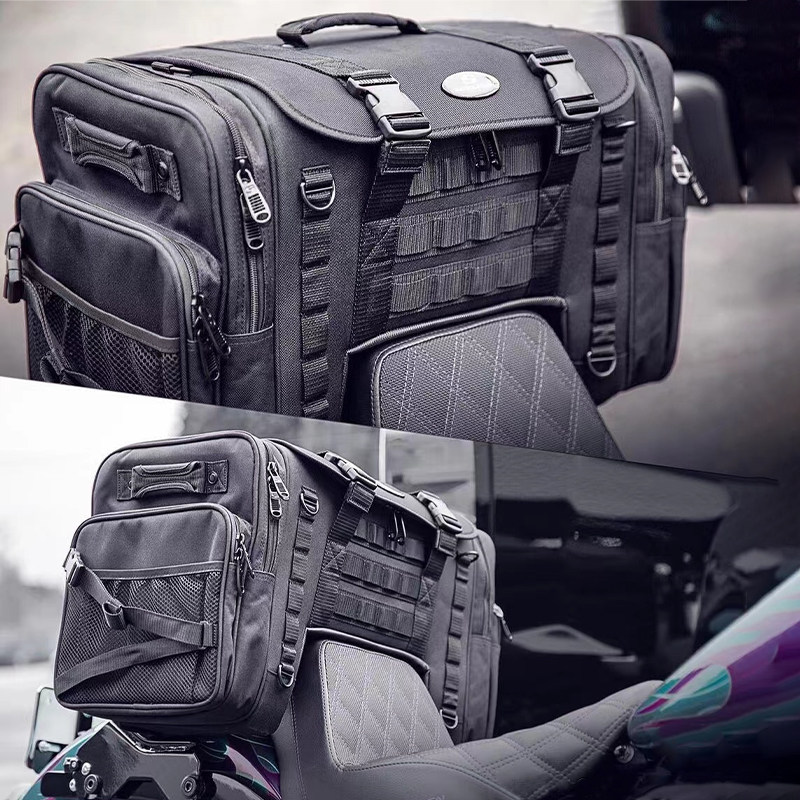 美国SADDLEMEN适用于哈雷改装DS风格坐垫后座包旅行包尾箱