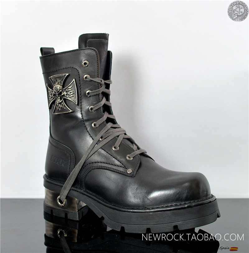 39现货NR真皮手工金属摩托哈雷骑士中筒厚底靴男靴M.1623-S1