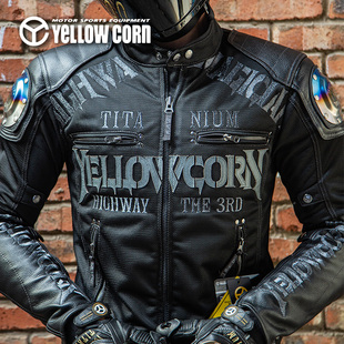 日本YELLOWCORN适用于哈雷印第安凯旋防摔透气钛合金夹克骑行服男