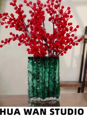 绿色冰川 | 原色料加厚人工吹制玻璃花瓶餐桌桌面装饰小家高级感