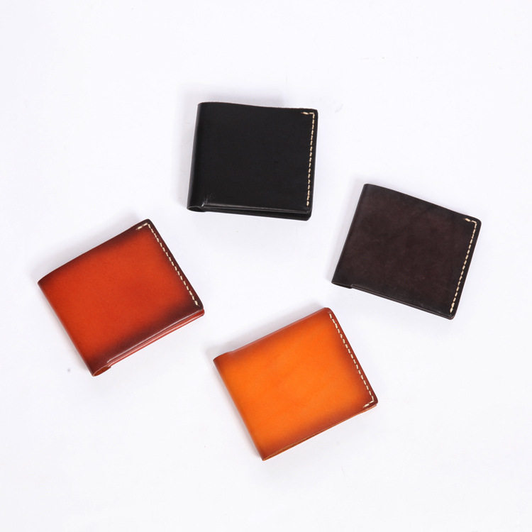 2023新款原创手工简约真皮牛皮男款钱包植鞣皮短款钱包广州工厂