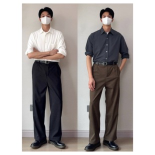 裤 funst studio重磅肌理感保暖抗皱羊毛毛呢宽松直筒西装