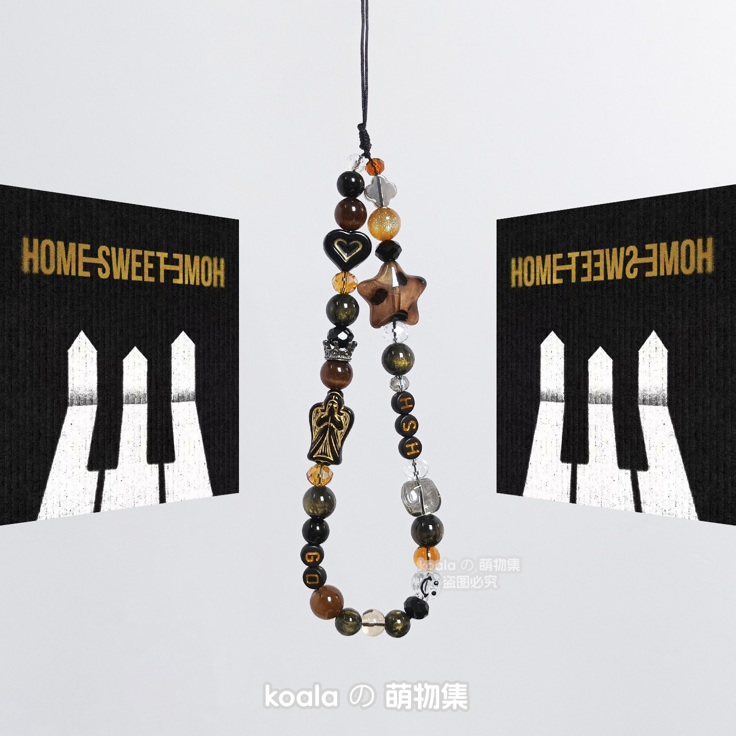 权志龙G-DRAGON应援手机链HOME SWEET HOME黑金日韩卡片机ccd挂链