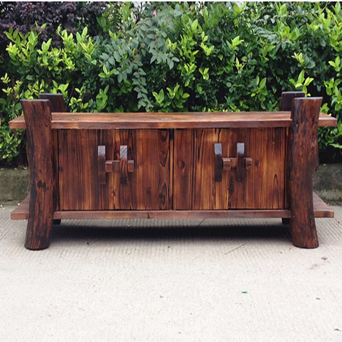 碳化防腐木家具电视柜简约储物柜阳台收纳柜鞋柜庭院仿古玄关柜子