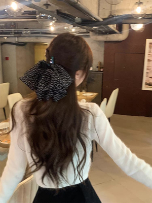 法式复古波点蝴蝶结抓夹小号半扎发马尾鲨鱼夹发夹气质发饰女