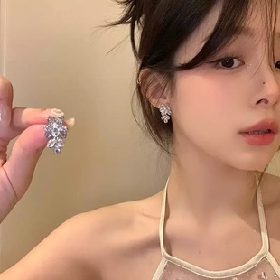 26度晚风小众独特锆石花朵耳环女新款气质耳钉轻奢高级感精致耳饰