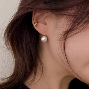 26度晚风|温柔风珍珠耳挂 法式复古高级感百搭耳饰简约百搭耳钉