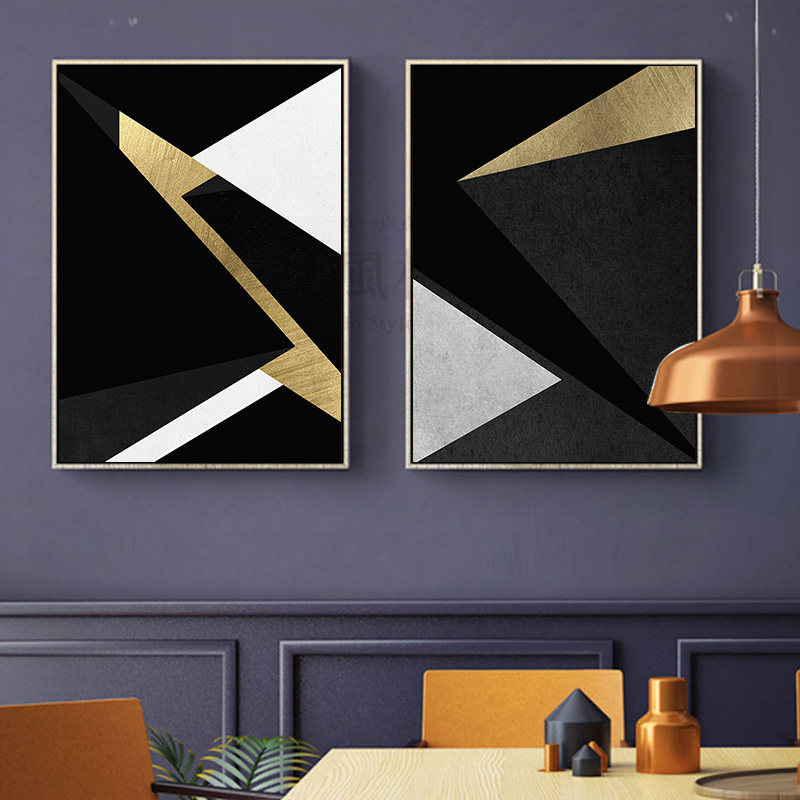 几何抽象画北欧现代工业风沙发背景墙画工作室民宿客厅餐厅装饰画