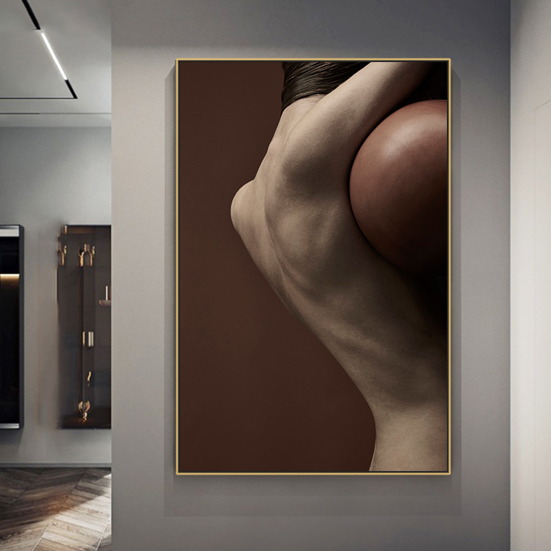 人物艺术摄影挂画工业风竖版玄关过道走廊墙画客厅工作室装饰壁画图片