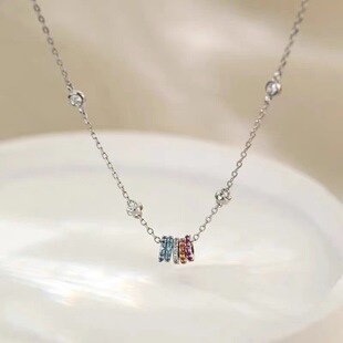 明天见饰品彩色小蛮腰多层吊坠韩国合金项链锁骨链小众设计路路通