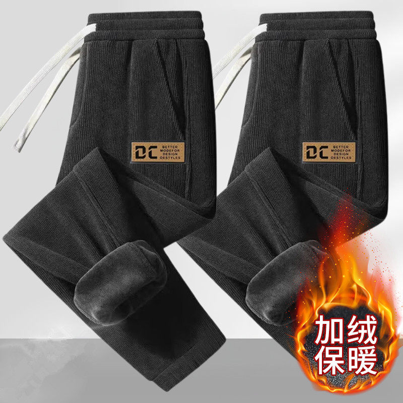 清仓捡漏休闲裤男秋冬季灯芯绒裤子耐磨耐脏加绒束脚哈伦运动卫裤