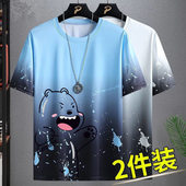 体恤大码 冰丝短袖 滑料冰感半袖 2023新款 潮流上衣服 t恤男潮牌夏季