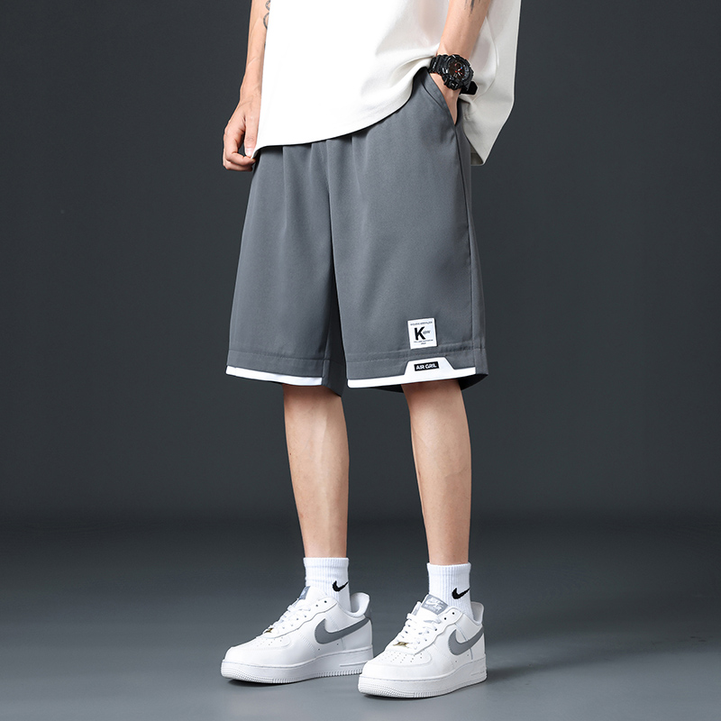 短裤男款夏季新款潮牌运动冰丝休闲裤子男士超薄款宽松五分裤大码