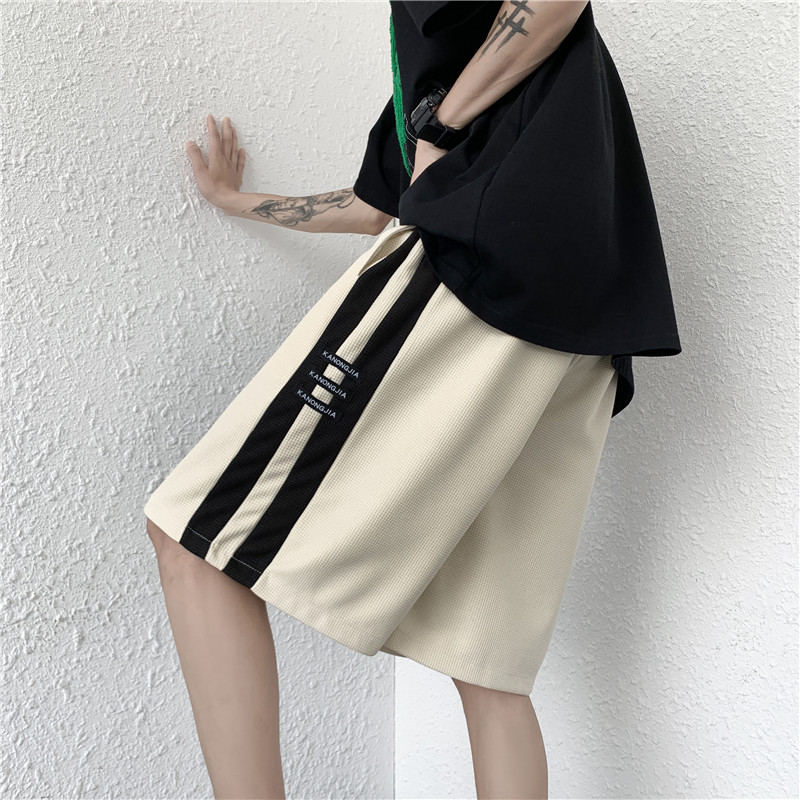 清仓捡漏外贸撤回华夫格五分裤子夏季薄款直筒宽松休闲运动短裤男