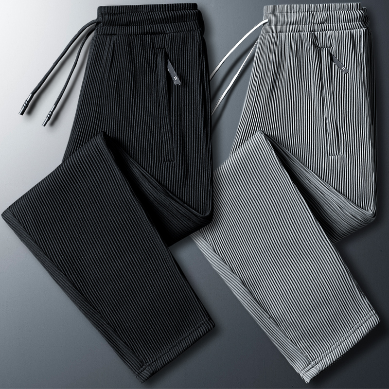 商场撤回清仓捡漏冰丝运动裤男夏季薄款宽松束脚弹力直筒休闲裤子