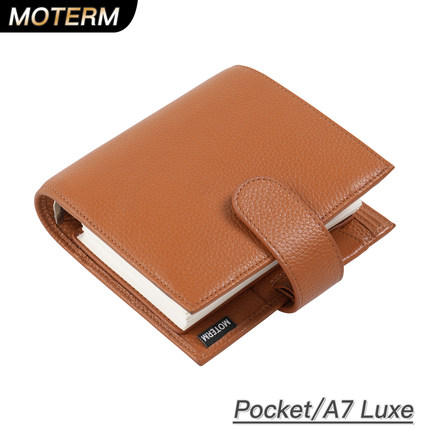 Moterm Luxe Pocket A7 大环活页手帐 荔枝纹头层牛皮记事本手账