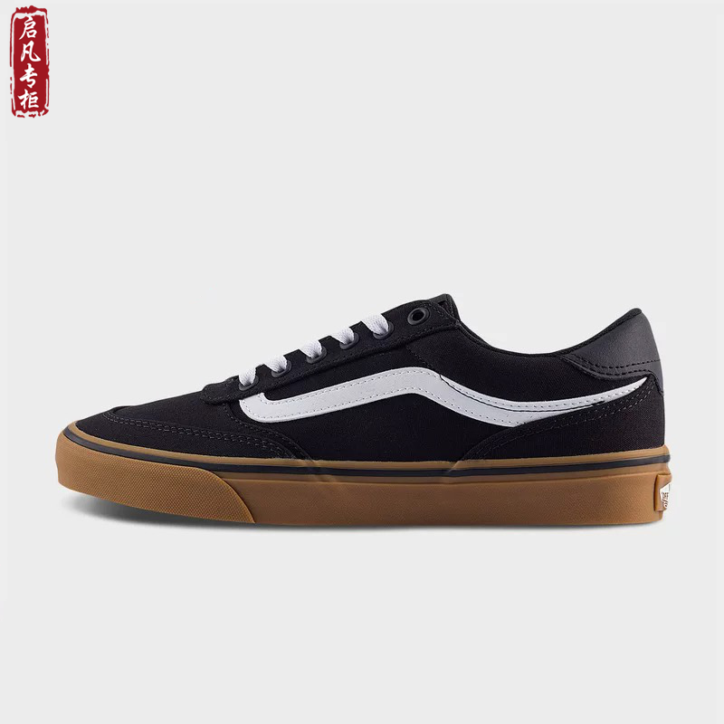 VANS范斯Brooklyn LS黑色生胶底男女款低帮休闲板鞋VN000D7QB9M