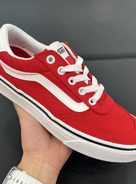 Vans范斯Brooklyn LS新年红色低帮复古女鞋帆布鞋板鞋VN000EBSGH3