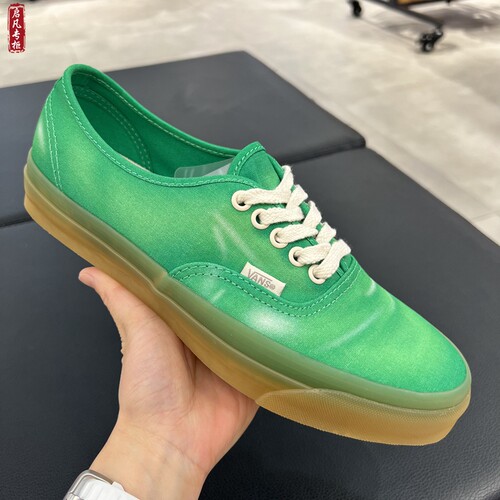VANS绿色帆布鞋休闲板鞋做旧水洗